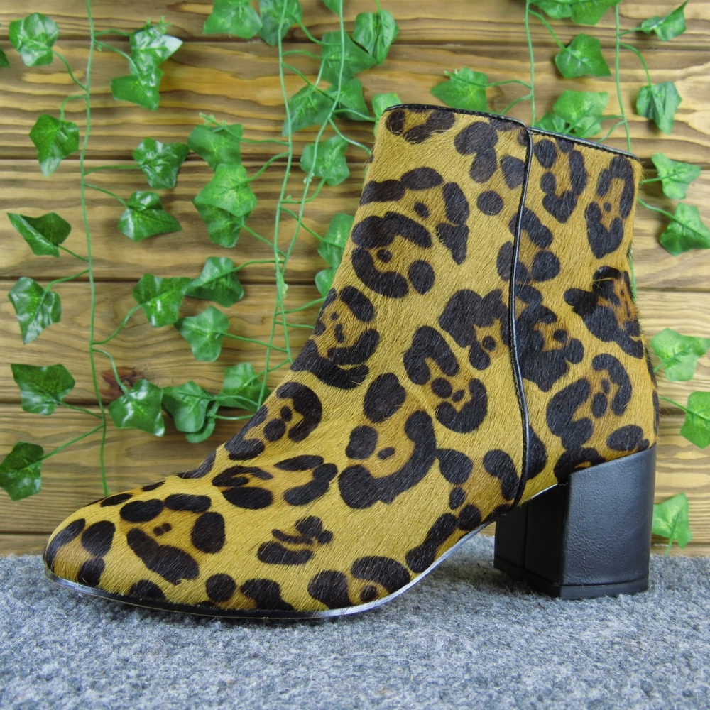 Urban Outfitters Women's‎ Leopard Print Ankle Boots Block Heel Size 7